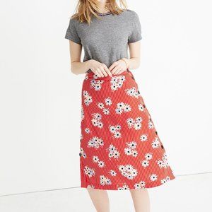 Madewell Side Button Midi Floral Skirt